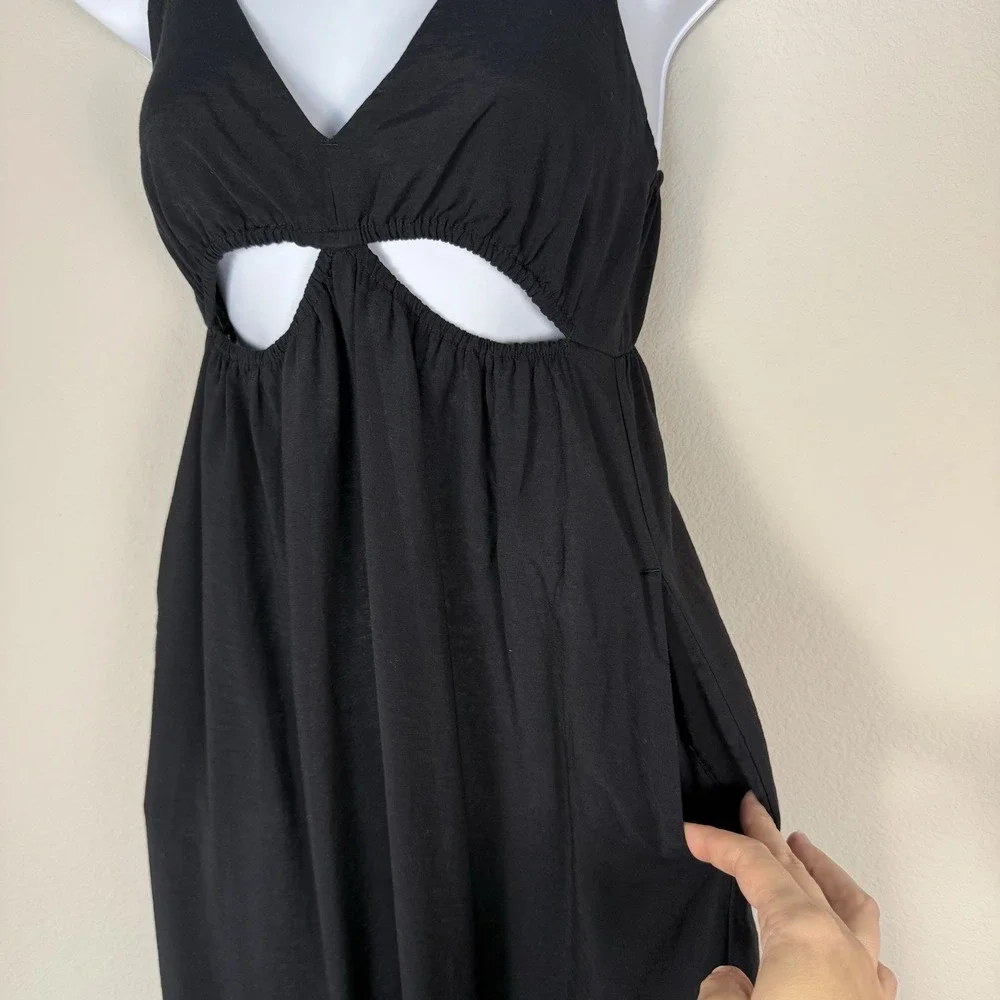 Abercrombie And Fitch Black Cutout Maxi Dress Womens XSP Tiered Resort Vacation